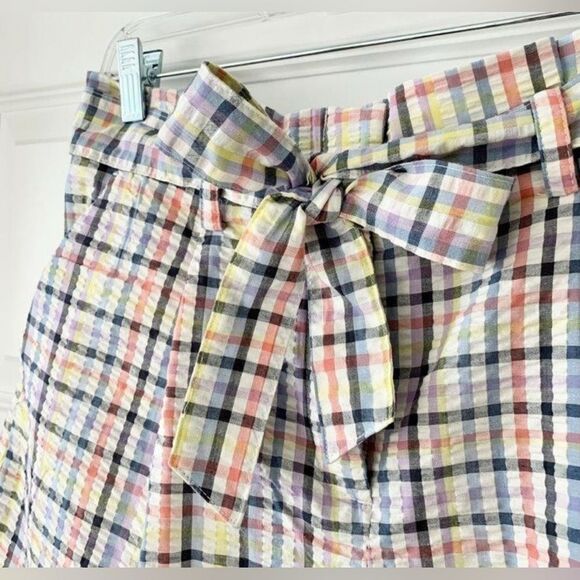 NWT LOFT High Waist Paperbag Shorts in Plaid - Picture 9 of 12